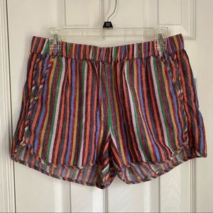 Madewell Pull On Linen Shorts in Rainbow Stripe - Medium